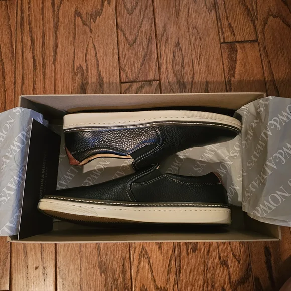 Johnston & Murphy McGuffey Black Full Grain Leather Slip-Ons - Picture 6 of 7